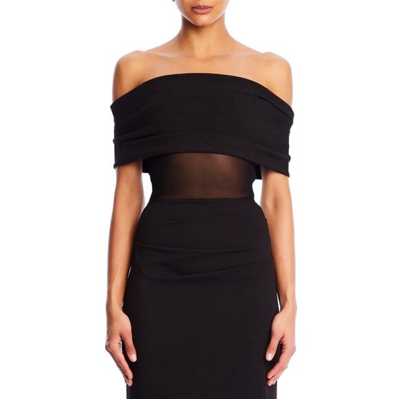 SER.O.YA Isabel Gown Dress in Black Off Shoulder - Picture 5 of 5